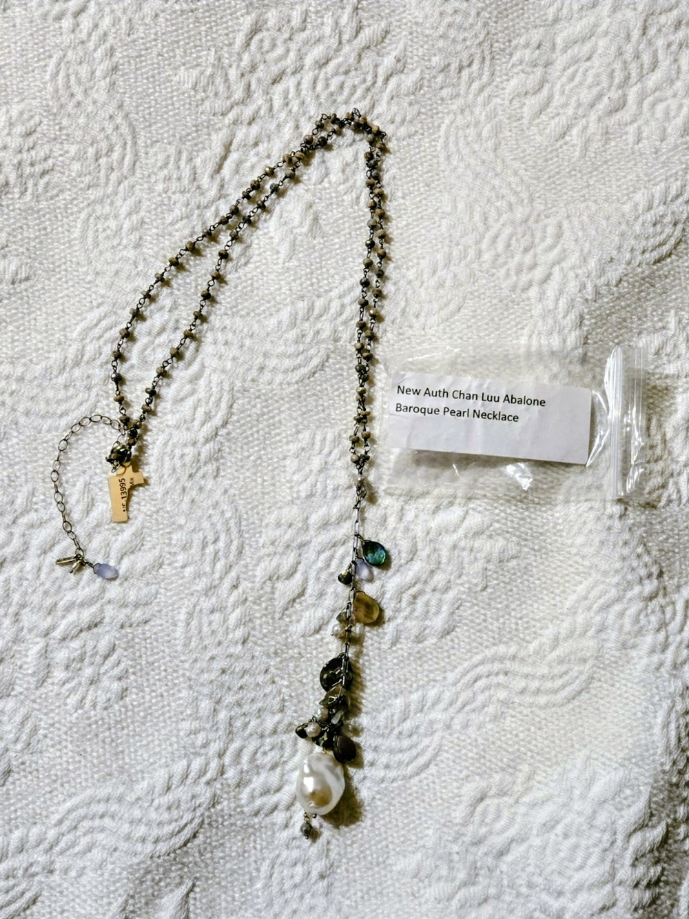 Chan Luu Necklace with White Pearl and Green & Yellow Accents